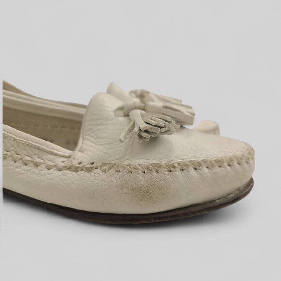 Cole Haan | 5.5 | Leather Ivory Tassel Loafer Slip On Women Shoe Flat - Picture 6 of 10